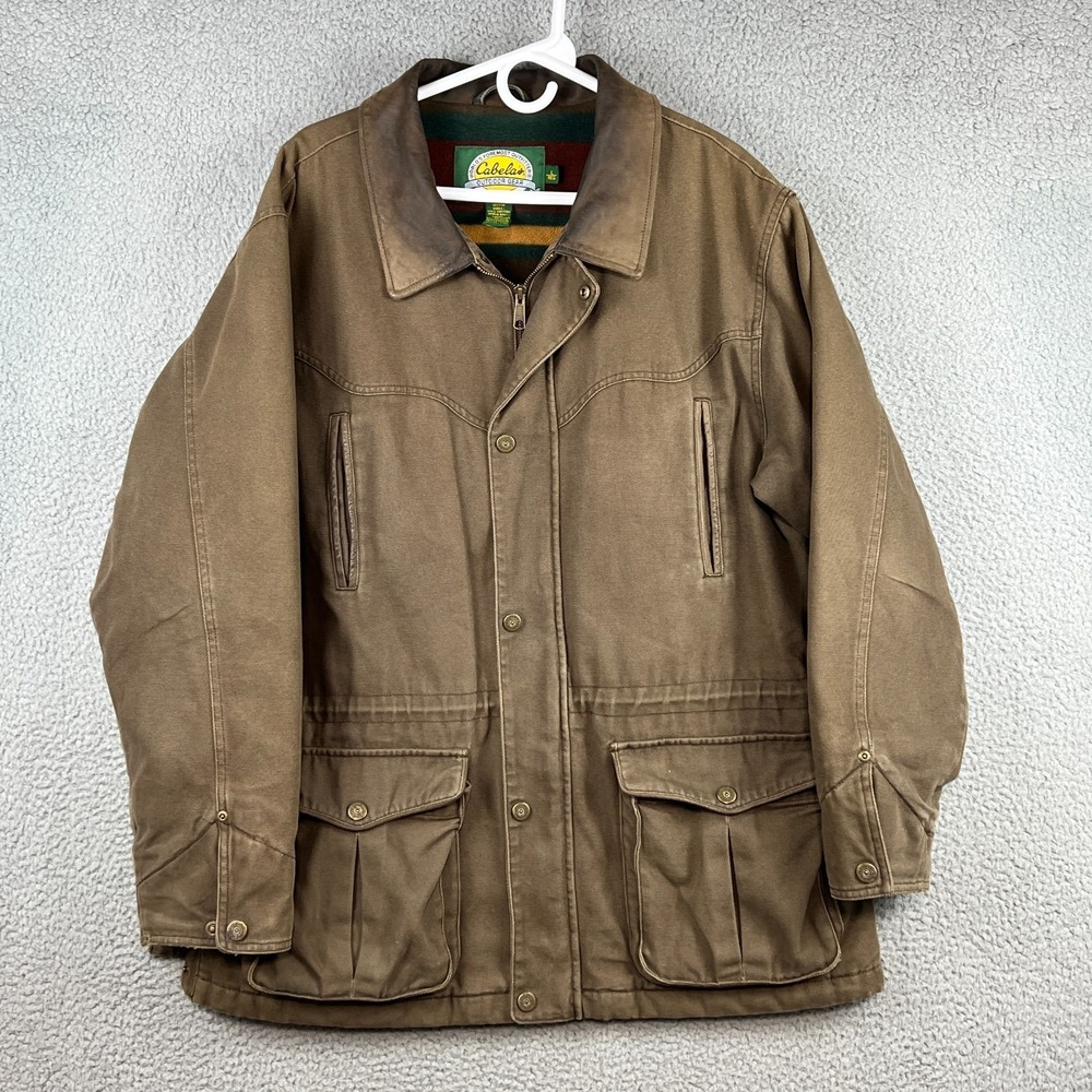 Cabela's Duck Canvas Field Jacket Blanket Fleece Lined Chore Barn Coat Heavy L